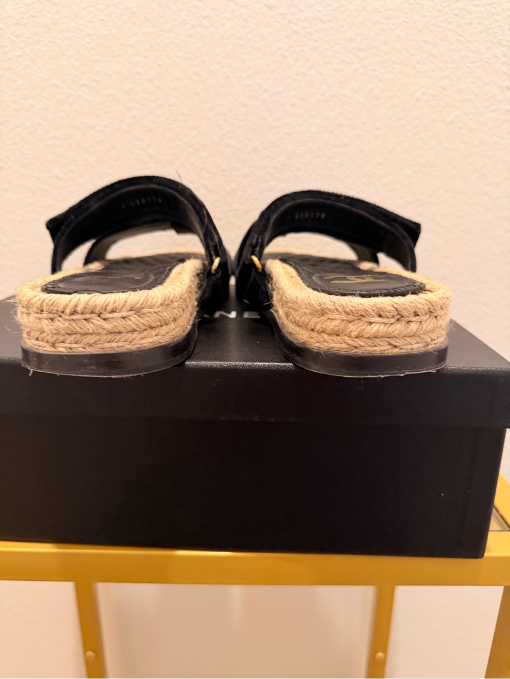 Chanel Black Quilted Velvet Espadrille Slide Sandals 38 - Picture 8 of 11